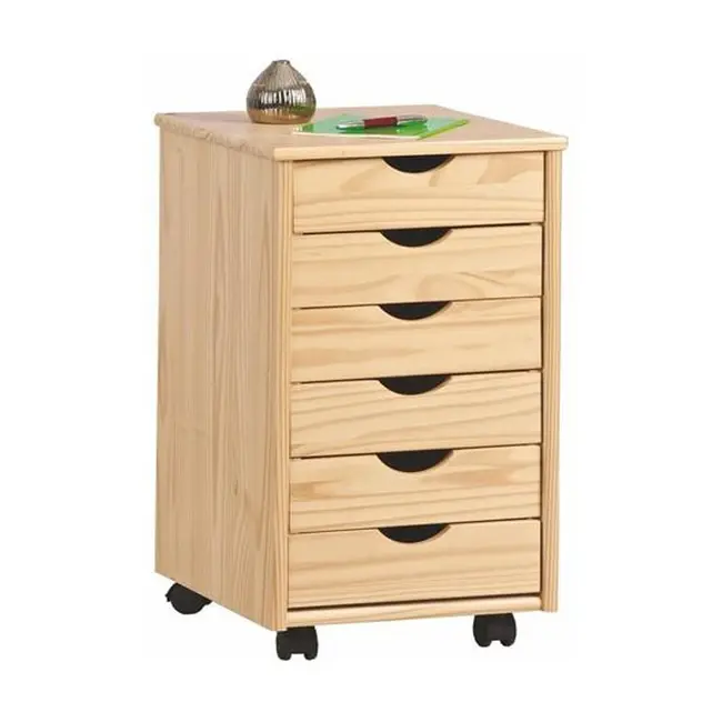 Dulapior rulant hm nils, cu sertare, cu roti, structura lemn, natur drm2318