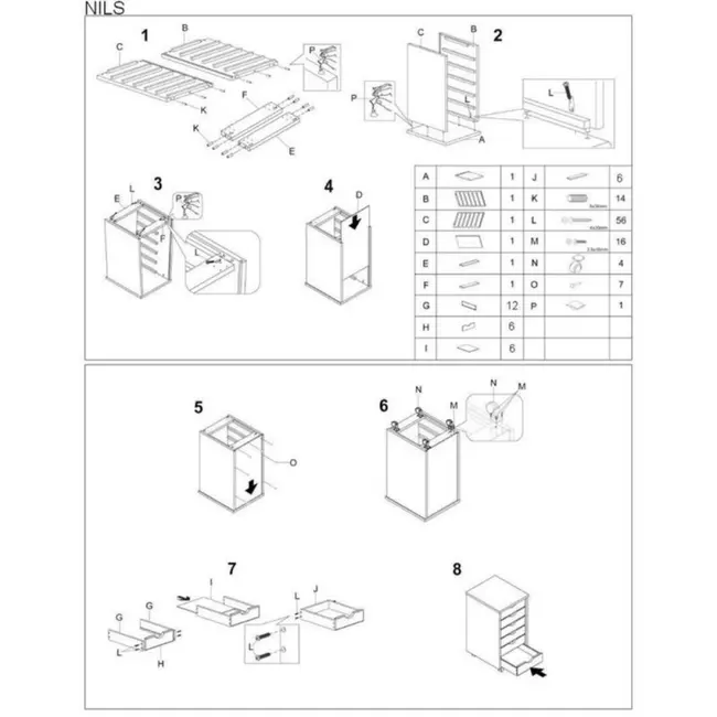 Dulapior rulant hm nils, cu sertare, cu roti, structura lemn, natur drm2318