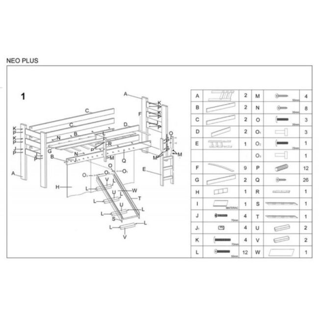 Pat pentru copii cu topogan hm neo plus drm2310
