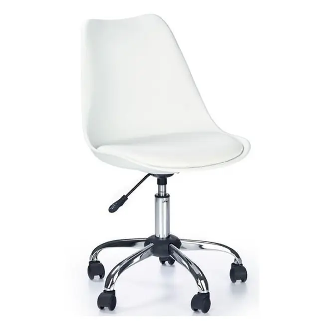Scaun birou copii hm coco, piele ecologica, inaltime reglabila, cadru cromat, 80 kg, alb drm2744