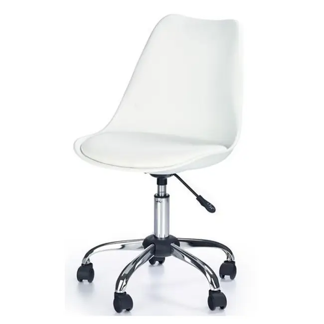 Scaun birou copii hm coco, piele ecologica, inaltime reglabila, cadru cromat, 80 kg, alb drm2744