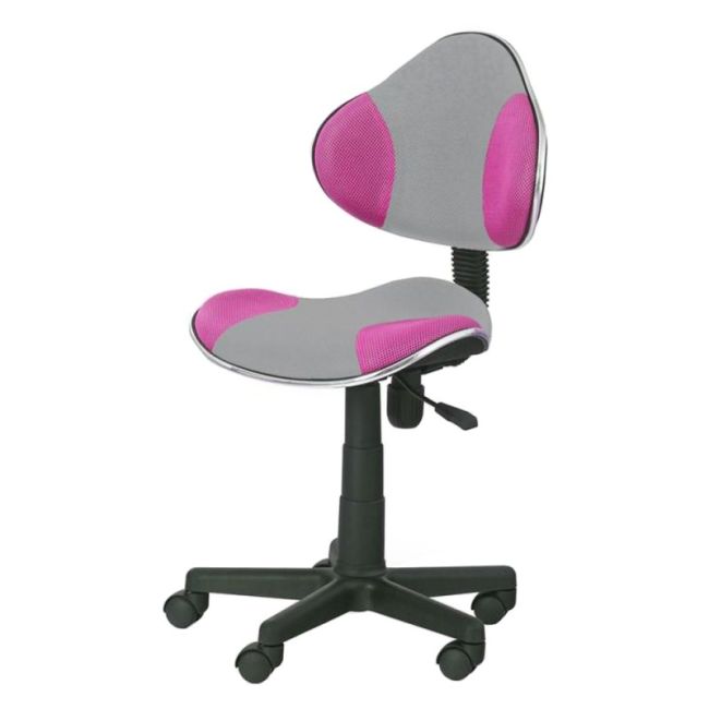 Scaun birou copii hm flash 2, ergonomic, stofa/mesh, cadru polipropilena, inaltime ajustabila, 80 kg, roz/gri drm2247