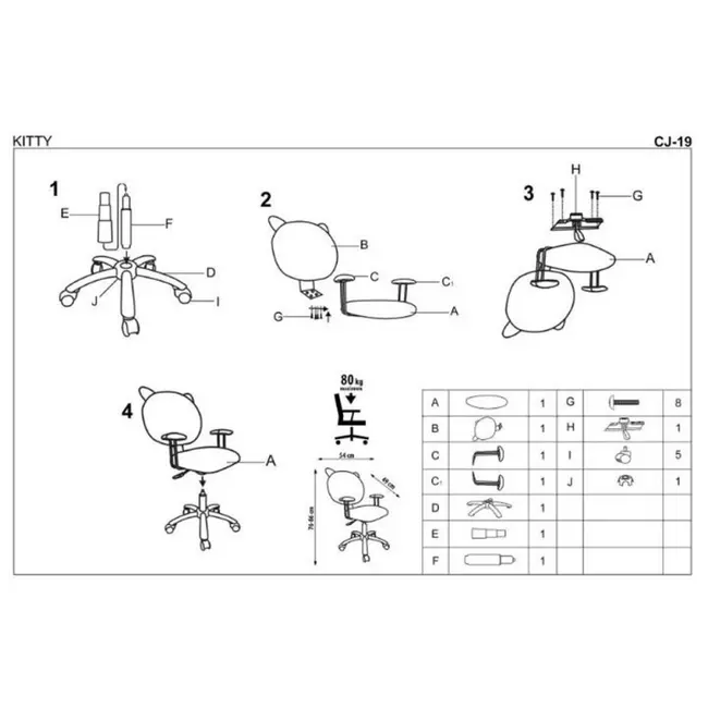 Scaun birou copii hm kitty drm2239