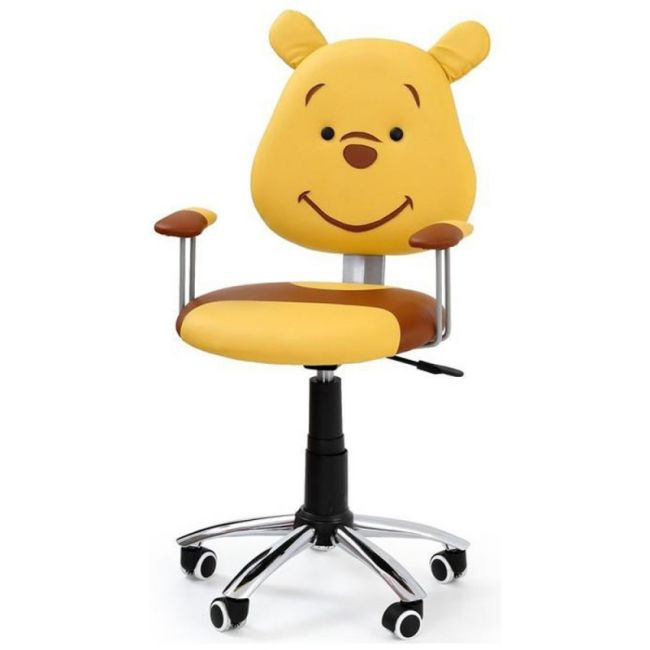Scaun birou copii hm kubus, piele ecologica, cadru polipropilena, roti cauciucate, inaltime ajustabila, 80 kg, galben drm2283