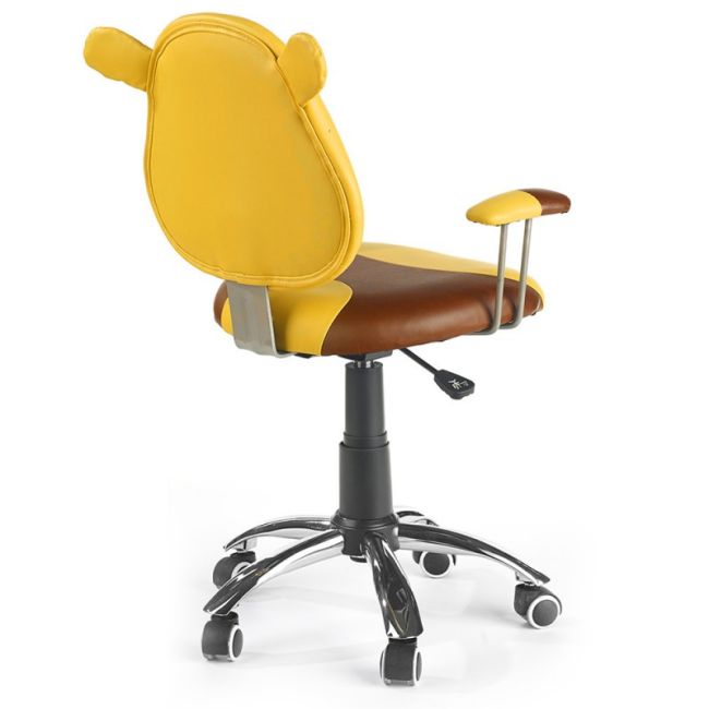 Scaun birou copii hm kubus, piele ecologica, cadru polipropilena, roti cauciucate, inaltime ajustabila, 80 kg, galben drm2283