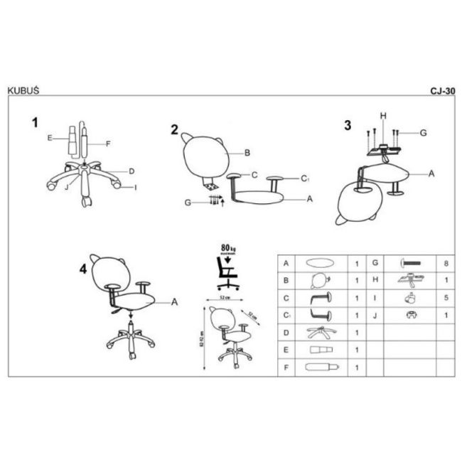 Scaun birou copii hm kubus, piele ecologica, cadru polipropilena, roti cauciucate, inaltime ajustabila, 80 kg, galben drm2283