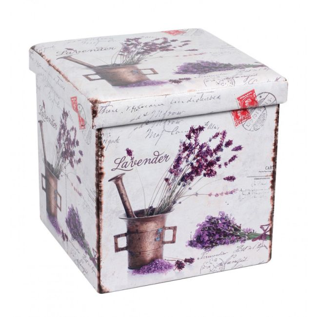 Taburete cu spatiu depozitare, design, mdf/ piele ecologica, 100 kg, 38 x 38, lavanda new drm3165