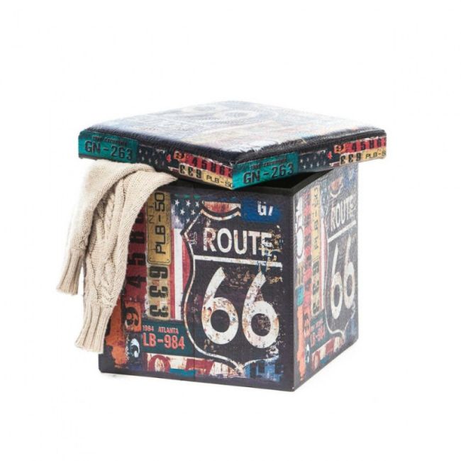 Taburete cu spatiu depozitare, design, mdf/ piele ecologica, 100 kg, 38 x 38, route 66 drm3171