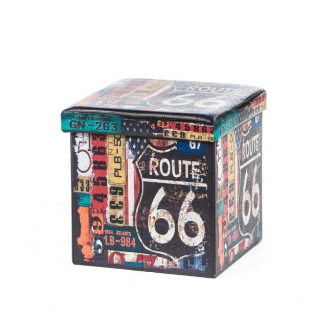 Taburete cu spatiu depozitare, design, mdf/ piele ecologica, 100 kg, 38 x 38, route 66 drm3171