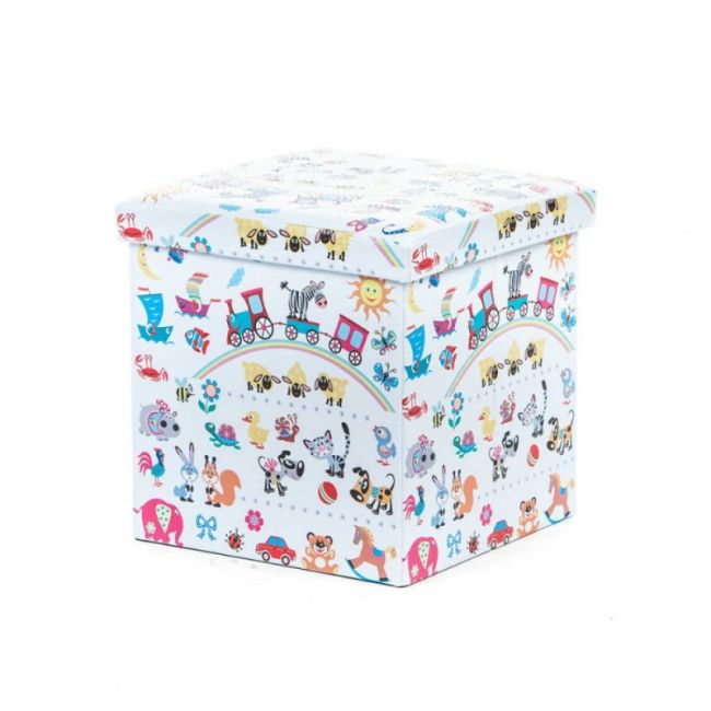 Taburete cu spatiu depozitare, design, mdf/ piele ecologica, 100 kg, 38 x 38, toys drm3169