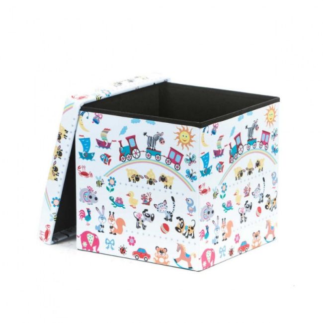 Taburete cu spatiu depozitare, design, mdf/ piele ecologica, 100 kg, 38 x 38, toys drm3169