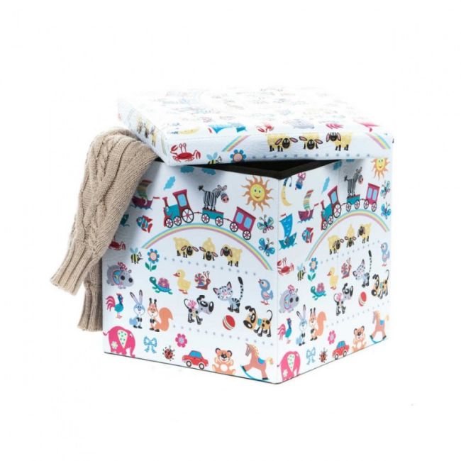Taburete cu spatiu depozitare, design, mdf/ piele ecologica, 100 kg, 38 x 38, toys drm3169