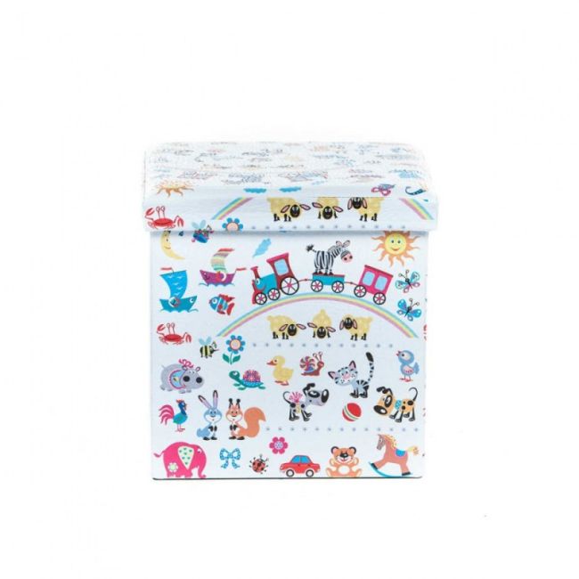 Taburete cu spatiu depozitare, design, mdf/ piele ecologica, 100 kg, 38 x 38, toys drm3169