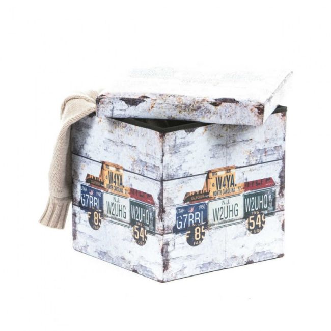 Taburete cu spatiu depozitare, design, mdf/ piele ecologica, 100 kg, 38 x 38, truck drm3170