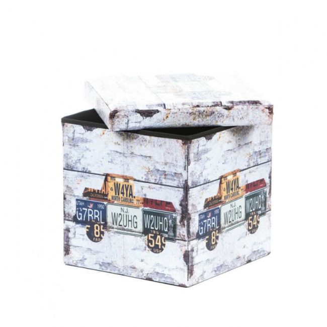 Taburete cu spatiu depozitare, design, mdf/ piele ecologica, 100 kg, 38 x 38, truck drm3170