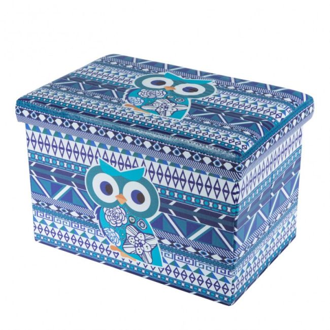 Taburete cu spatiu depozitare, design, mdf/ piele ecologica, 100 kg, 48 x 32 blue owl drm3175