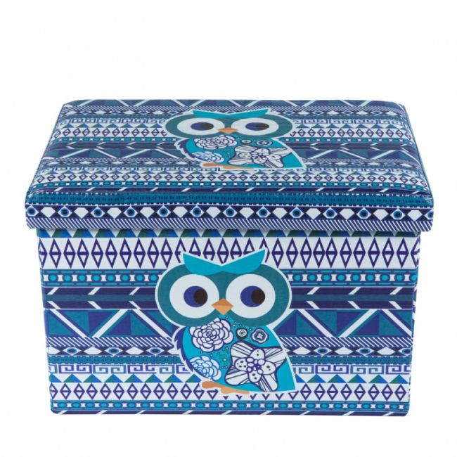 Taburete cu spatiu depozitare, design, mdf/ piele ecologica, 100 kg, 48 x 32 blue owl drm3175