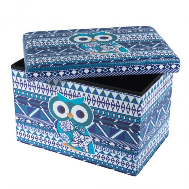 Taburete cu spatiu depozitare, design, mdf/ piele ecologica, 100 kg, 48 x 32 blue owl drm3175