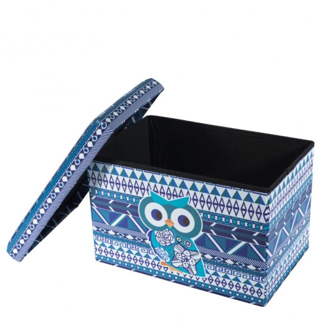 Taburete cu spatiu depozitare, design, mdf/ piele ecologica, 100 kg, 48 x 32 blue owl drm3175