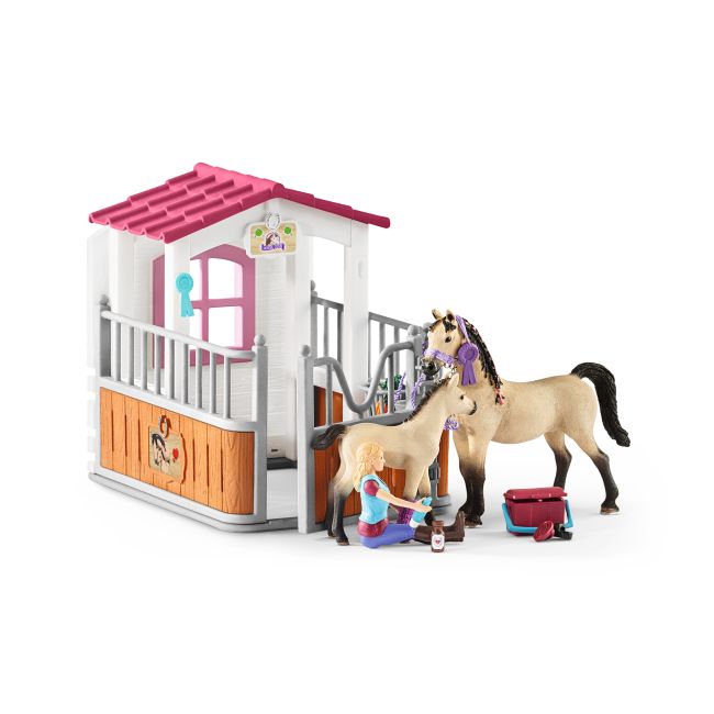 SCHLEICH Boxa de cai, cu cai arabi si ingrijitor - VRNSL42369