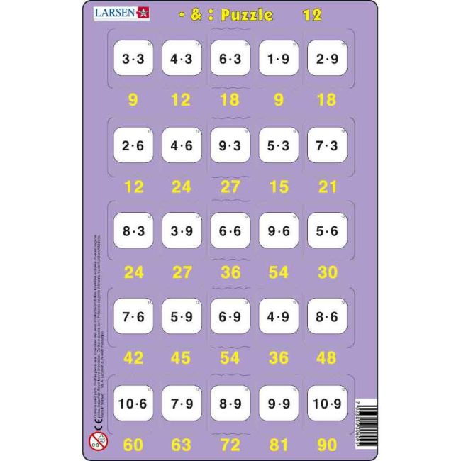 Set 16 Puzzle-uri Inmultire si Impartire, 25 Piese Larsen LRP49 BBJLRP49_Initiala