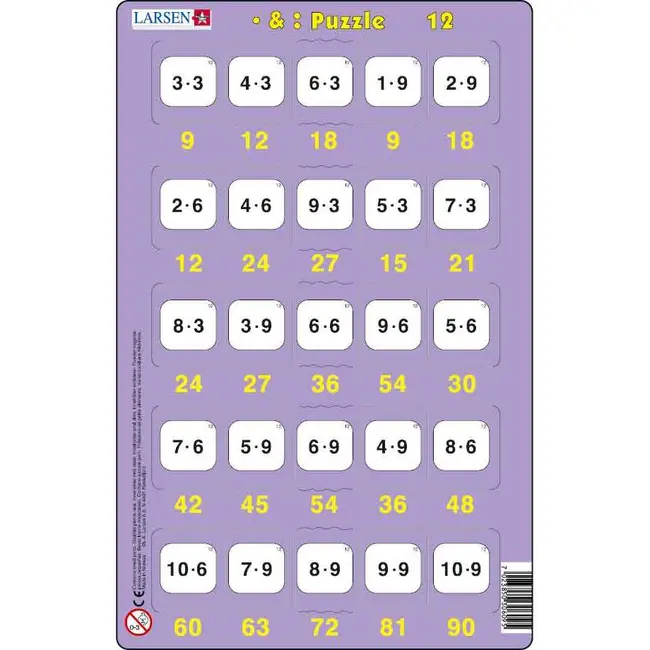 Set 16 Puzzle-uri Inmultire si Impartire, 25 Piese Larsen LRP49 BBJLRP49_Initiala