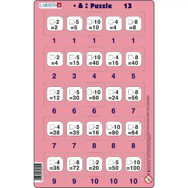 Set 16 Puzzle-uri Inmultire si Impartire, 25 Piese Larsen LRP49 BBJLRP49_Initiala