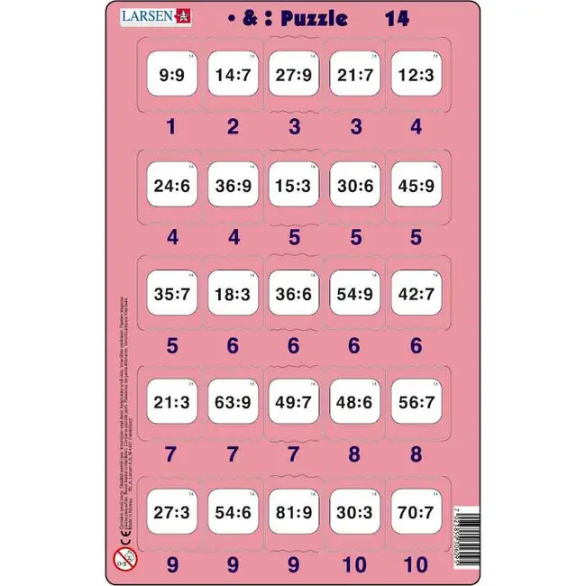 Set 16 Puzzle-uri Inmultire si Impartire, 25 Piese Larsen LRP49 BBJLRP49_Initiala