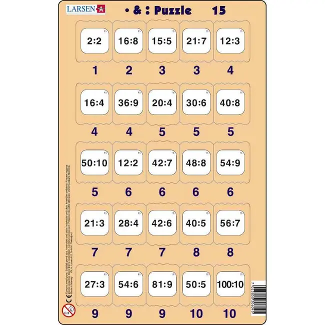 Set 16 Puzzle-uri Inmultire si Impartire, 25 Piese Larsen LRP49 BBJLRP49_Initiala