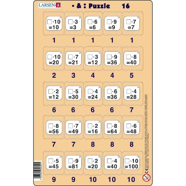 Set 16 Puzzle-uri Inmultire si Impartire, 25 Piese Larsen LRP49 BBJLRP49_Initiala