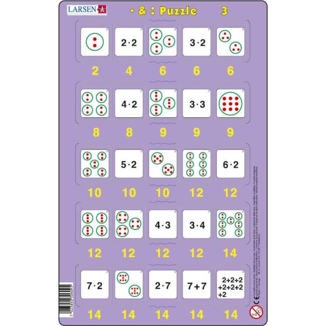 Set 16 Puzzle-uri Inmultire si Impartire, 25 Piese Larsen LRP49 BBJLRP49_Initiala