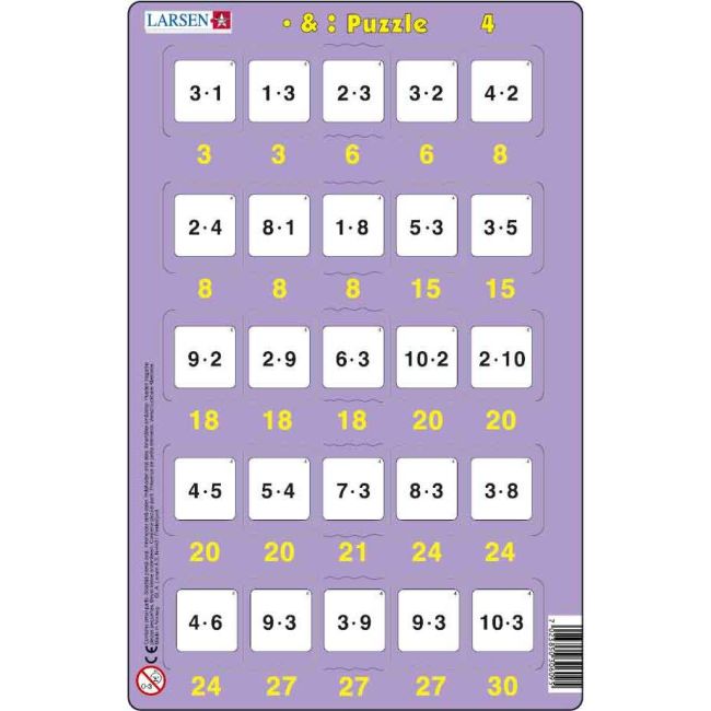 Set 16 Puzzle-uri Inmultire si Impartire, 25 Piese Larsen LRP49 BBJLRP49_Initiala
