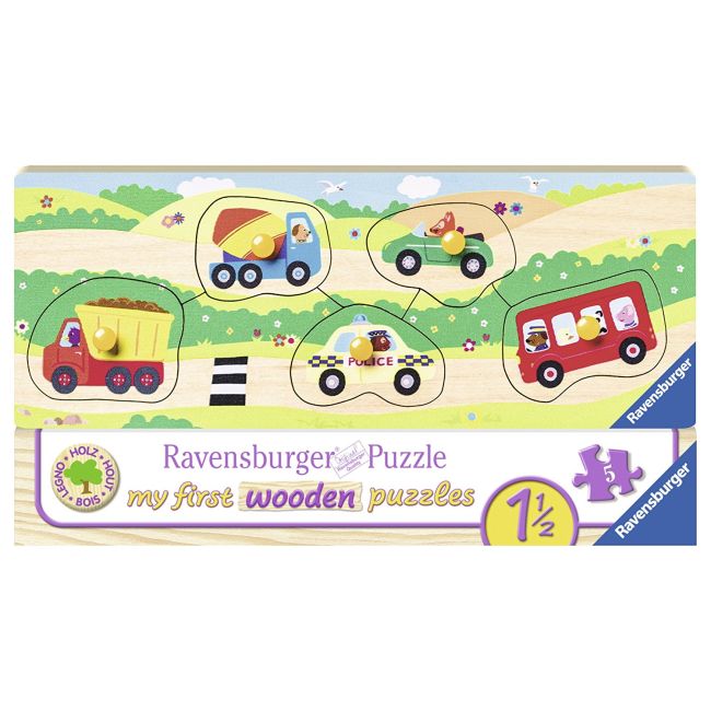 Puzzle Din Lemn Cu Vehicule, 5 Piese - ARTRVSPC03236