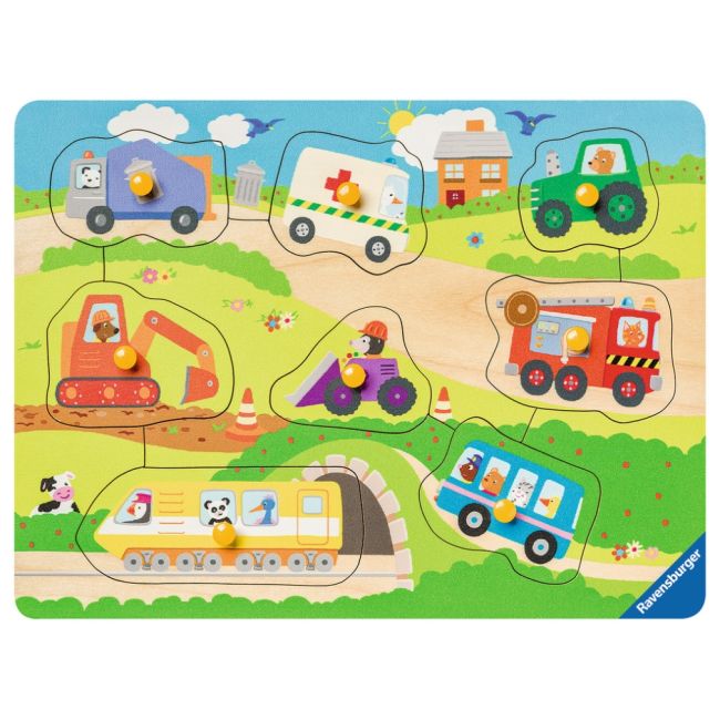 Puzzle Din Lemn Cu Vehicule, 8 Piese - ARTRVSPC03684