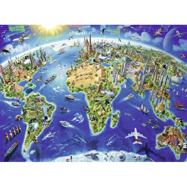 PUZZLE HARTA CU MONUMENTELE LUMII, 200 PIESE - ARTRVSPC12722