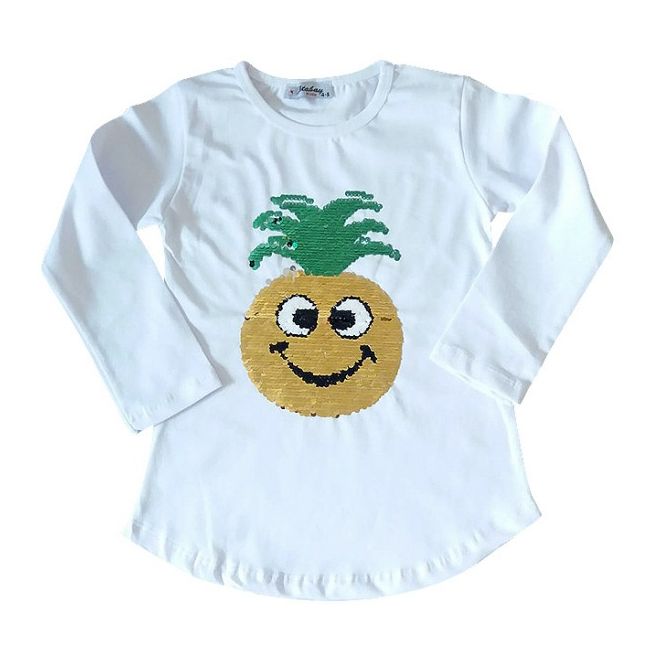 Bluzita alba cu paiete schimbatoare - Ananas MBTR22.7 ani