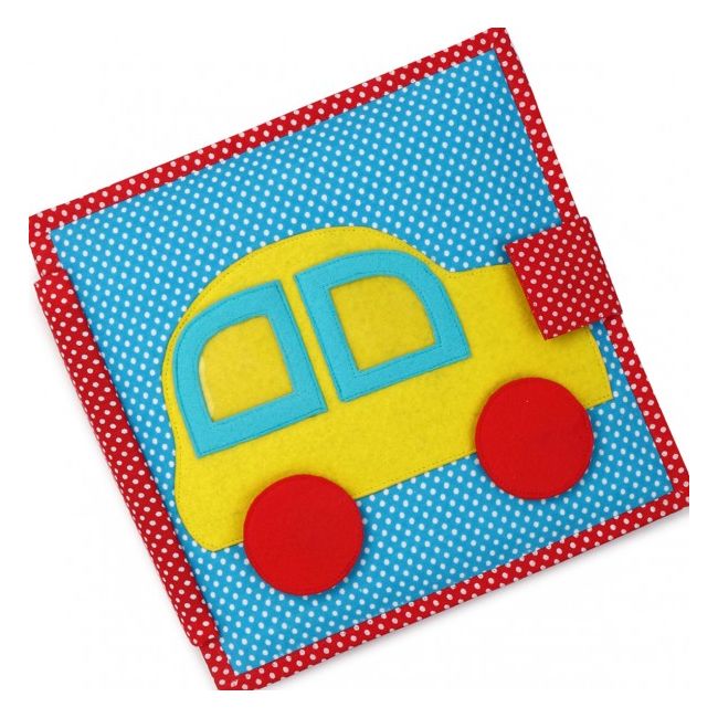 Carti educative din fetru cu activitati pentru bebelusi si copii The Fast Car - Quiet books - solutia ideala pentru deplasari cu masina sau avionul - SOLJD8002