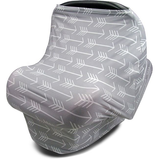 Husa multifunctionala 4 in 1- Esarfa alaptare, husa pentru cosulet auto, cos cumparaturi si scaun de masa Bambinice BN002 BBJBN002_Gri/Alb/Arrows