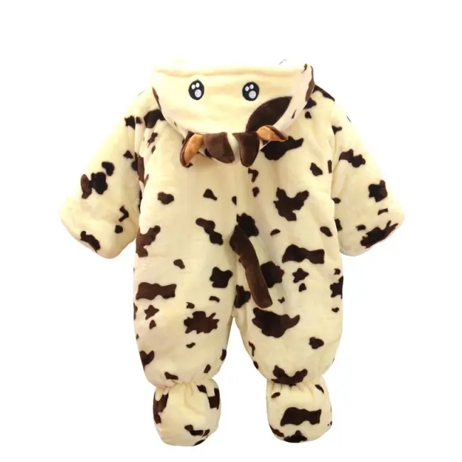 Combinezon plusat bebelusi - Vacuta cu pete maro (Marime Disponibila: 12-18 luni) - 1558.12-18 luni