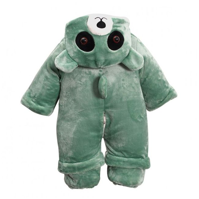 Combinezon plusat verde bebelusi - Panda - 1723.12-18 luni