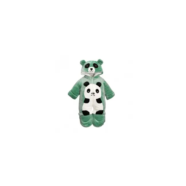 Combinezon plusat verde bebelusi - Panda - 1723.12-18 luni