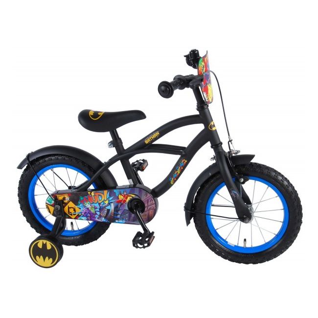Bicicleta Volare pentru baieti 14 inch cu roti ajutatoare Batman partial montata - SOLVOL81434