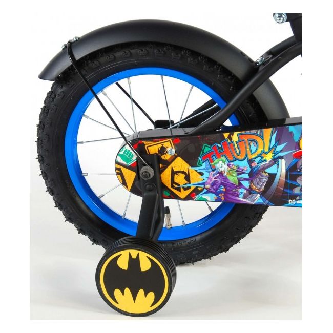 Bicicleta Volare pentru baieti 14 inch cu roti ajutatoare Batman partial montata - SOLVOL81434