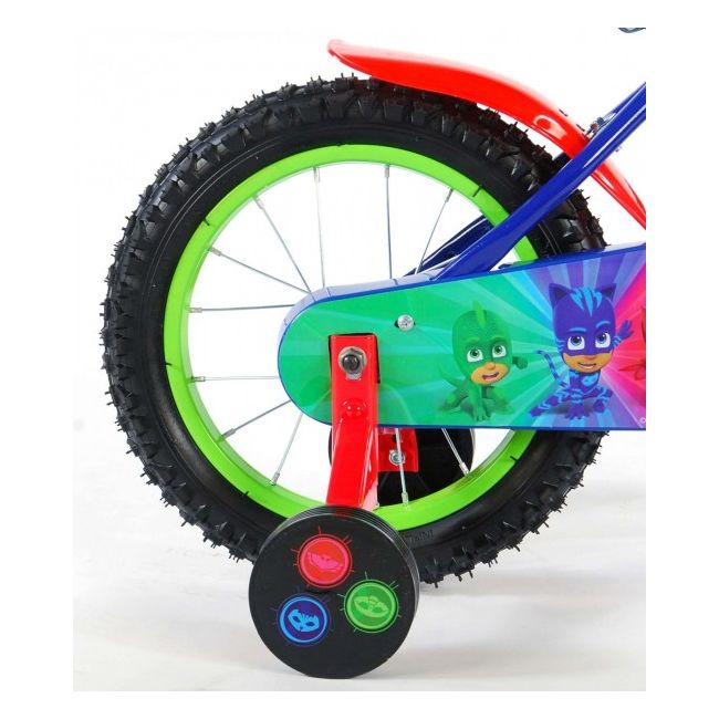 Bicicleta Volare pentru baieti 14 inch cu roti ajutatoare partial montata Pj Masks - SOLVOL71463