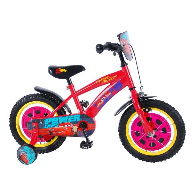 Bicicleta Volare pentru baieti 14 inch cu roti ajutatoare partial montata Disney Cars 3   - SOLVOL81448
