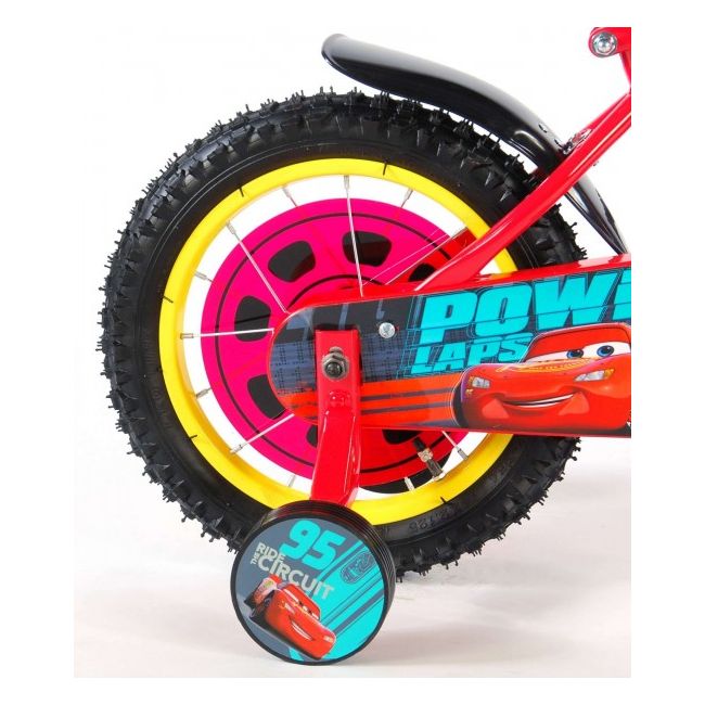 Bicicleta Volare pentru baieti 14 inch cu roti ajutatoare partial montata Disney Cars 3   - SOLVOL81448