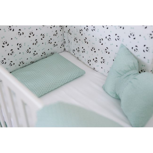 Set de pat pentru bebelusi blue panda - 3 piese, 100% bumbac