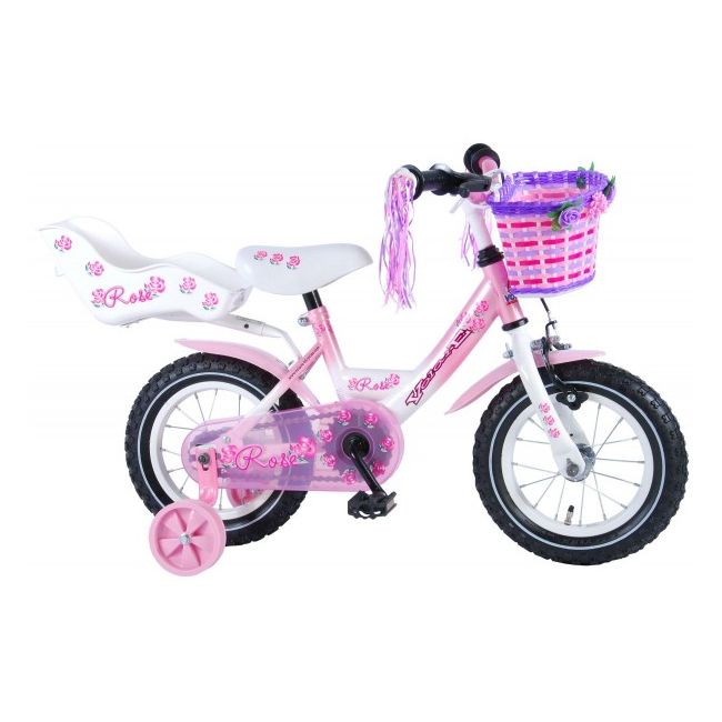 Bicicleta Volare pentru fete 12 inch cu roti ajutatoare partial montataRose - SOLVOL81203
