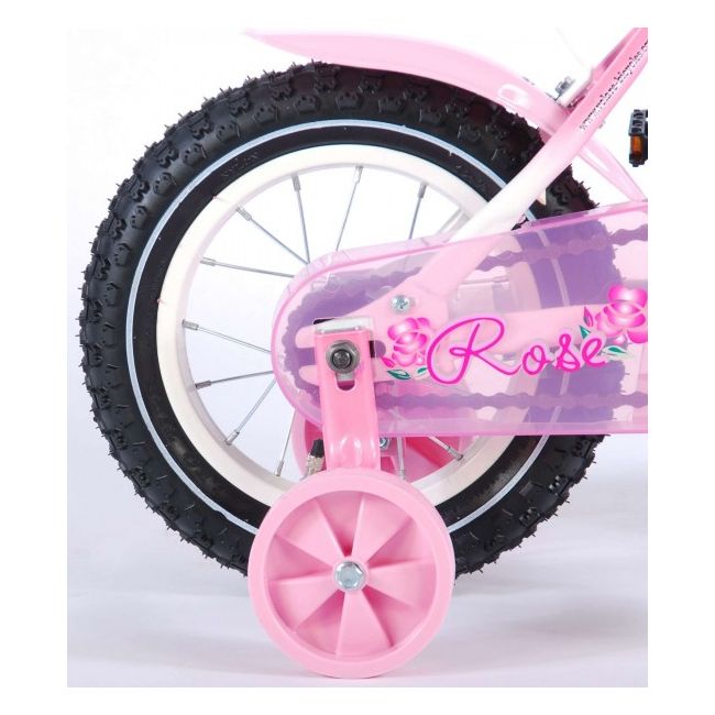 Bicicleta Volare pentru fete 12 inch cu roti ajutatoare partial montataRose - SOLVOL81203