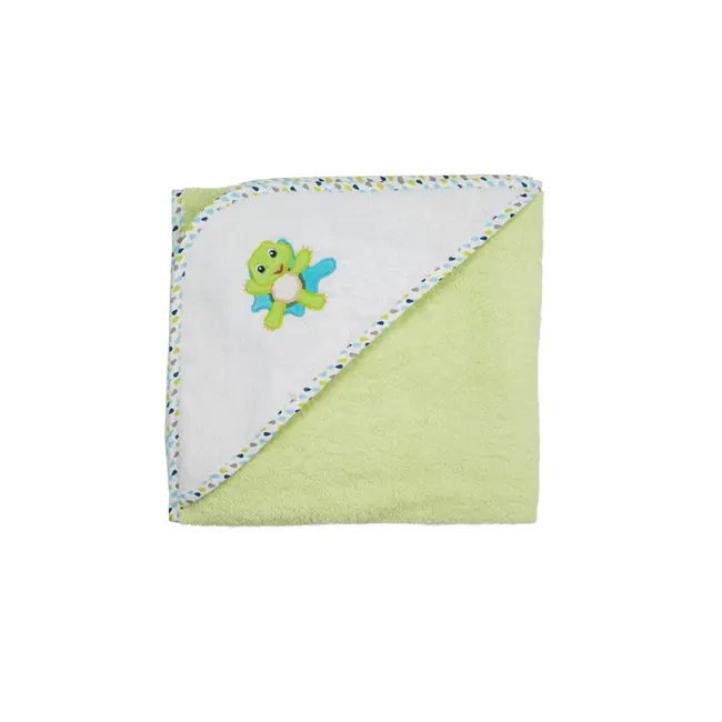 Prosop cu capison si broderie, frog - 100x100cm (0 luni - 2-3 ani)